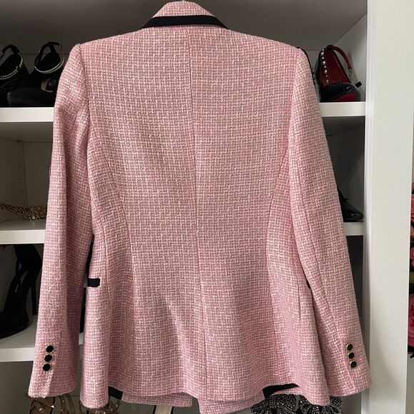 NW T NEW PINK STRUCTURED BLAZER WITH CONTRASTING PIPING - Picture 9 of 16